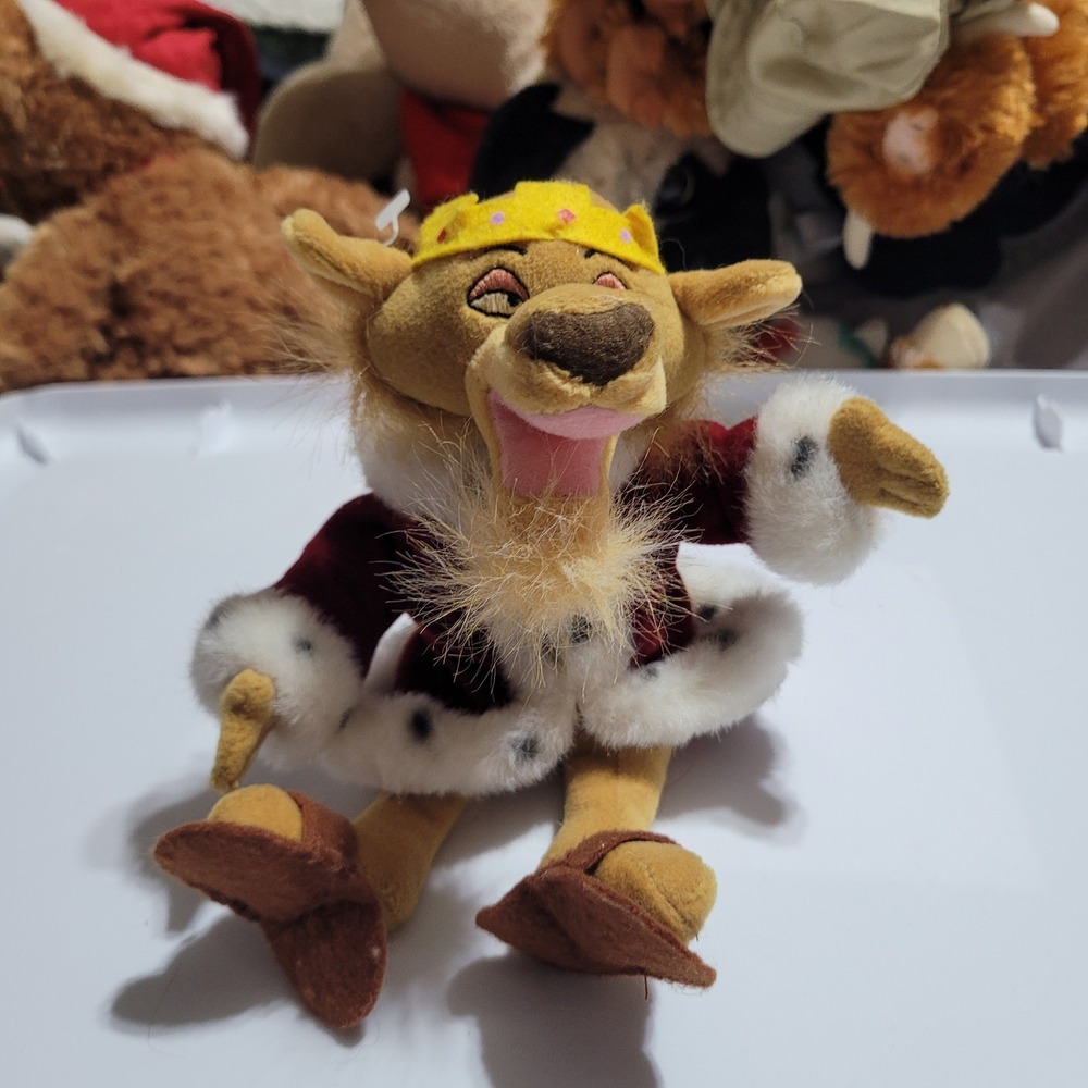 Disney Store Robin Hood Prince John Bean Bag Plush Vintage Lion King Crown
